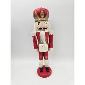 Vintage 90s Traditional Wooden Nutcracker King‎ Red White